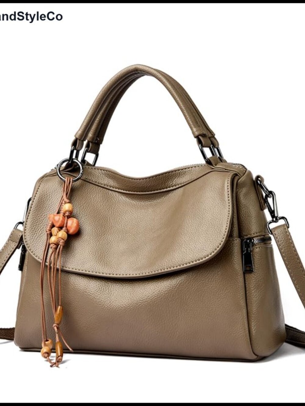Vegan Leather Satchel Crossbody Bag with Adjustable Strap